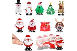POPOYU 9Pack Weihnachten Wind Up Toy Funny Jumping Toys Xmas Gift Toys,Spring&Wind Up Small Toy for Party Bag, Walking Clockwork Toys for Kids Christmas Party Favors Stocking Stuffers Cracker Gift Fillers