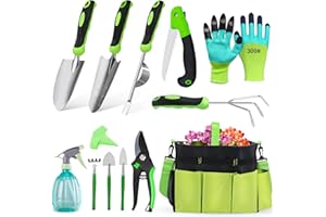 YZNLIFE Gardening Hand Tool Gift Kit Gardening Gifts for Women & Men 12 Piece Heavy Duty Garden Tool Sets Garden Tools Bag for Women & Men Easy Storage