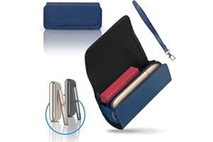 CABLE TECHNOLOGIES Wysokiej jakości etui ze sztucznej skóry kompatybilne z IQOS ILUMA, etui z płótna i skóry PU, organizer, pokrowiec / torba na e-papieros, akcesoria (niebieski)