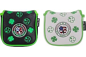 BIG TEETH Golf Square Big Mallet Putter Cover Side Shaft Headcovers Club Protector Magnetic For TaylorMade Ghost Spider Scotty Cameron Odyssey (Lucky Clover)
