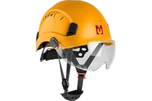 Mustbau Hard Hats with Safety Goggles EN397 Certified Safety Helmet with Chin Strap, Wheel Ratchet Adjust 53-63 cm for Construction, Forestry and Industrial