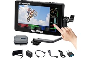 FEELWORLD F5PROX Kamera Field Monitor 5.5 Zoll 1600Nit Touchscreen 3D LUT 1920x1080 IPS 4K HDMI DSLR Camera Monitor mit F970 Akku Kameratasche Typ-C-Eingang