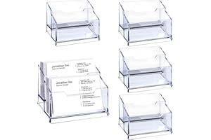 Liwein Plastique Présentoir à Carte de Visite, Porte-cartes de Visite Transparent Présentoir Carte de Visite Acrylique pour Les Affaires la Maison le Bureau (Double couche *5)