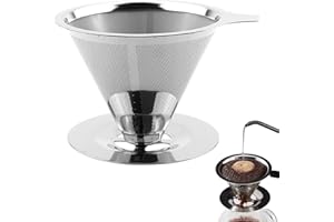AILELAN Filtro de Café Permanente, Café Filtro Reutilizable para Verter Sobre Café, Gotero sin Papel, Malla Filtro de Café de Acero Inoxidable para Cafetera Manual, Coffee Filter para 1-4 Tazas