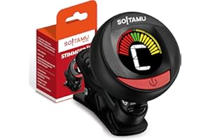 SO!TAMU | Profi Clip-on Stimmgerät für alle Instrumente - Tuner & Stimmgerät Gitarre, Bass, Violine, Ukulele − Chromatisches Stimmgerät − Inkl. Batterie & autom. Energiesparmodus