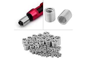 LANTRO JS 60 pezzi Boccola Filettata, Riparazione in Acciaio Inossadabile Filettati Assortimento Inseri Kit, Metrica M3 M4 M5 M6 M8 M10 M12, Helicoil Tipo Inserti Filettati per Legno Metallo