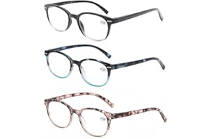 MODFANS Un Pack de 3 Gafas de Lectura 1.25/Gafas para Presbicia Mujeres,Buena Vision Ligeras Comodas,Vista de Cerca/Vista Cansada,Colores Negro-Rojo-Azul