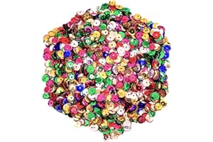 CSDPC 30g Iridescent Bulk Loose Sequins 6mm Round Cup Sequin Round Loose PVC Spangles Sequins for Sewing DIY Arts Crafts Wedding Making Jewelry Clothes Christmas Valentines Decorations(Mixed Colors)