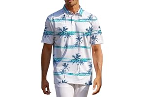 ELETOP Mens Polo Shirts Short Sleeve, Printed Golf Polo Shirts for Men with High Elasticity and Breathability, Mens Polo T Shirts S-3X