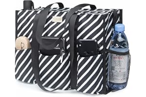 TOPDesign Praktische wasserdichte Tragetasche mit 13 Außen- und Innentaschen, Reißverschluss oben und dickem Stützboden