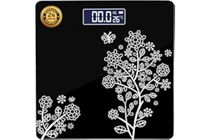 beatXP Floral Digital Bathroom Weighing Scale with LCD Panel & Thick Tempered Glass, Electronic Weight Machine for Human Body