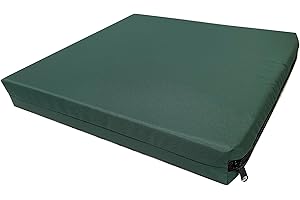 GRIZZLY FOAM 4cm Thick Waterproof Seat Pad Chair Cushion Kitchen Dining Living Room Patio Garden Rattan Furniture Foam Filled Strong Fabric Removable Zip Cover (Bottle Green, 43 x 48cm / 17" x 19")