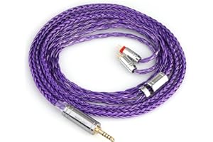 Linsoul Tripowin Zonie IEM Cavo, 16 Core Placcato Argento Cordoni Aggiornati, 1.25m SPC in Ear Monitor Cavi per 7hz Zero:2 Orchestra Lite Cadenza Hype4 Supermix4(2pin 0.78mm, 4.4mm)(Viola)