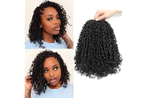 Mletulips Yanky Twist Crochet Hair Fluffy Spring Mini Pre-Loomed Curly Braiding (1B, 8 cali (zestaw 3 szt.)
