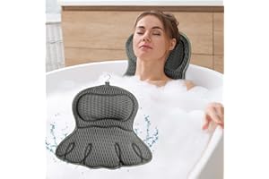 Alaoo Badewannenkissen, Oktopusform, Unterstützt Kopf, Nacken, Schultern und Rücken, Passend für alle Badewannen (Grau)