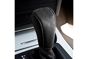 VBGURR Leather Gear Shift Cover,Anti-Slip Car Shift Knob Cover for Shift Lever Protection,Gear Stick Protector Dustproof Waterproof Decoration Accessories for Cars Trucks SUVs (Black)