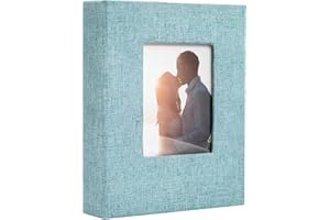 Rdylymx Small Photo Album (6x4) Can Accommodate Up to 100 Vertical Pictures Linen-Covered Photo Book Top Loading Perfect for Weddings Graduations Childhood Family Moments and Journey Memories(Green)