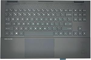 Jxjslp Replacement Upper Case Palmrest for HP Omen 15-EK 15-EN 15-EN0013DX Series Laptop Top Cover Backlit Keyboard Assembly M00666-001 M00667-001 TPN-Q236 Q238 Black