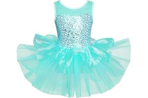 IEFIEL Vestido de Danza Tutú para Niña Maillot Lentejuelas de Gimnasia Rítmica Leotardo Body Clásico Disfraz de Bailarina Ballet 3-16 años