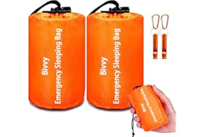 Emergency Sleeping Bag Survival Bag, Cymuber Portable Waterproof Thermal Bivy Sacks Tac Bivvy Bags,Camping Mylar Sleeping Bag Survival Gear Emergency Blankets Survival Shelter