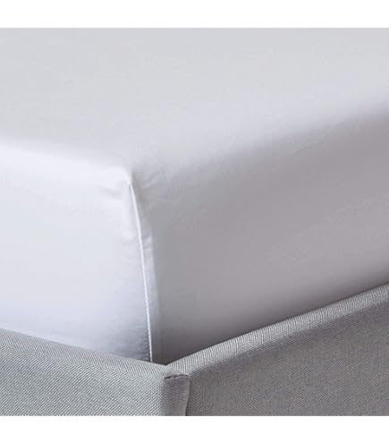 HOMESCAPES Grijs hoeslaken met diepe hoeken (30,5 cm) Super King, 330 TC equivalent aan 500 draadtelling - Satijnen, gestreept puur Egyptisch katoenen laken met volledig elastische rok