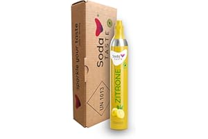 SodaTASTE CO2-Kaufzylinder (Reservezylinder) für Wassersprudler, mit natürlichem Zitronen-Aroma, ohne Sirup, für bis zu 60l gesprudeltes Wasser mit Geschmack, zuckerfrei