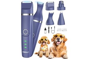 oneisall Bezprzewodowy zestaw do pielęgnacji psów 4 w 1 z 2-biegową maszynką do strzyżenia łap i cichą szlifierką do pazurów dla psów i kotów (niebieski)