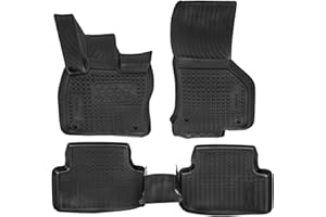 J&J AUTOMOTIVE | Tapis De Sol en Caoutchouc TPE Toutes Saisones pour Octavia 3 2013-2019, 4 Depuis 2019, Système de Fixation, Bord Haut, Noir, Antidérapant, Toutes Saisons