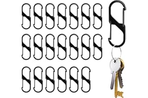 Bekecidi Mosquetón en forma de S, 20 piezas de clip negro de doble apertura de resorte, gancho de hebilla de mosquetón de bloqueo para mochila, senderismo, pesca, camping, viajes