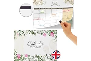 Finoly Magnetisk Kylskåpskalender på Engelska Juli 2026 – december 2027 | 2026 Kylskåpskalender (18 Månader)| Månadskalender