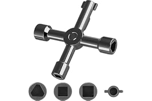 Vivantia 4-Way Utility Key Meter Box Key for UK Gas Meters - 8mm Tri/8mm Square Holes - Rustproof, 56g (Black)