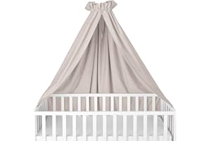 ‎SUGARAPPLE Sugarapple Himmel für Babybett, Gitterbett, Laufstall oder Laufgitter | 100% Baumwolle Öko Tex Standard | Aus Deutschland | Groß, seitlich quer verwendbar, 280x170 (BxH) cm | Uni Beige