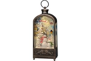 Konstsmide Latarnia wodna LED "Bałwan i ptaki", brązowa, wypełniona wodą, timer 5 h, 1 dioda o ciepłej bieli, zasilanie bateryjne i USB, do użytku wewnątrz - 4282-000