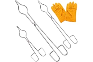 Tanstic 4Pcs Crucible Tongs with General Gloves Set, 10'' 14'' 16'' Stainless Steel Professional Grade Crucible Tongs Kit for Industry Laboratory