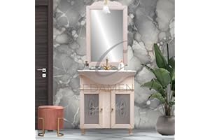 LE CHIC ARREDAMENTI mobile bagno con lavabo shabby chic in legno decapè, arredo bagno completo 65 cm