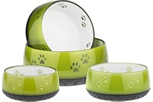 EHASO Hundenapf mit Pfötchen - Futter- und Trinknapf für kleine und große Hunde (330ml, Lemon)