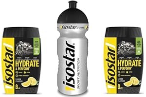 Isostar Hydrate & Perform Iso Drink - 400 g de poudre de boisson isotonique - poudre d'électrolyte pour soutenir la performance sportive - 2 x citron + bouteille de 0,5 litre