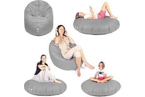 ‎PATCH HOME PATCH HOME Patchhome Sitzsack 2 in 1 Sitzkissen Bodenkissen für Erwachsene & Kinder - Gaming mit Füllung Kissen Sessel BeanBag (Ø 125cm, Grau)