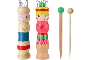 Yhuasia 2 Stück Strickliesel Für Kinder, Webrahmen Für Kinder, Strickliesel Mit Häkelnadel Strickpüppchen Holz Stricknadeln Bastelset