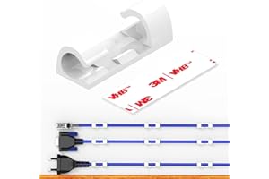 Clips Câbles Adhésifs Rangement de Câbles, XIAOXI Gestion de Câble Support Organiseur de Fils Electriques pour Cordon dans la Voiture, la Maison ou le Bureau - Lot de 20 (Blanc)