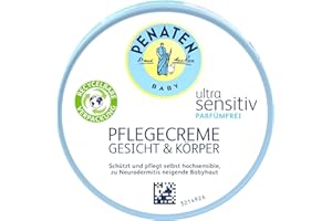 ‎PENATEN PENATEN Ultra Sensitiv Pflegecreme Gesicht und Körper 100ml parfümfreie Baby Gesichtscreme und Körpercreme,schützende + pflegende Feuchtigkeitscreme für hochsensible,zu Neurodermitis neigende Babyhaut