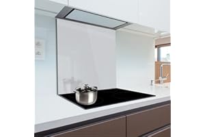 HITGLASS Pannello para-schizzi in vetro temperato resistente al calore per proteggere la parete dei fornelli in cucina 70x50 cm Light Grey Fmk-56-072