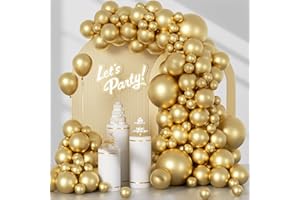 FLETORIN Decorazioni Compleanno 107 Pezzi, Arco Palloncini Oro, Taglie 18 12 10 5 pollici Palloncini Arco Kit Per Feste Compleanno, Baby Shower, Matrimonio, Laurea, Battesimo Bambino Addobbi