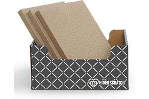 HIDE & SCRATCH Cat Scratcher Box and Bed with Refillable Double-Sided Cardboard Cat Scratching Board (40 x 33cm) - Value Pack (1 Box + 3 Boards)
