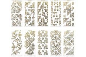 ‎IDEEN MIT HERZ Ideen mit Herz Gravur-Sticker, transparent/gold, 10 Bogen à 10 x 23 cm | Goldene Aufkleber zum Basteln & Dekorieren | Geburtstag, Weihnachten, Rente & mehr (Eck Ornamente)