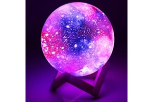 ‎BAKTH BAKTH 3D Księżycowa Lampa, 16 Kolorów Dekoracyjna Lampa LED z Zdalnym Sterowaniem i Kontrolą Dotykową, ładowanie Lampy Nocnej USB na Urodziny/Prezent na Imprezę, średnica 15cm