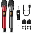 Wireless Microphone TONOR Professional UHF Cordless Handheld Dynamic Karaoke Singing Mic set with Rechargeable Receiver for Karaoke Machine, Wedding, DJ, Party, Speech, Church, Class Use TW320Grey&Red