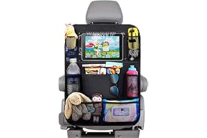 BillyBath Organisateur Voiture Enfant, 1PCS Rangement Auto Accessoire Interieur, Support pour Tablette Transparent 10 poches, Noir