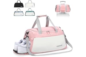 Hnyoou Large Gym Bag Duffle Bag, Sports Bag Travel Bags for Women Men with Shoes Compartment and Waterproof Wet Pockets, Sports Bags for Sport Traveling Swimming Yoga Hiking Camping, Pink