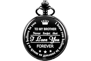 ManChDa Orologio da tasca inciso personalizzato per fratello, regalo da tasca vintage con catena da uomo, regalo di compleanno, bel regalo per la famiglia